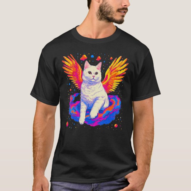 British Shorthair Cat Angel Wings T-Shirt (Front)