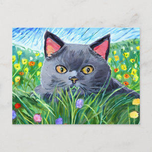 British Shorthair Cat Art Postcard