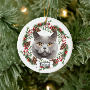 british shorthair cat ceramic tree decoration