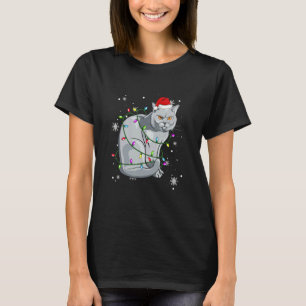 British Shorthair Cat Christmas Lights Christmas C T-Shirt
