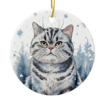 British Shorthair Cat Circle Christmas Xmas Orname