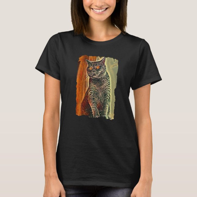 British Shorthair Cat Cute Cats Mom And Cat Dad T-Shirt (Front)