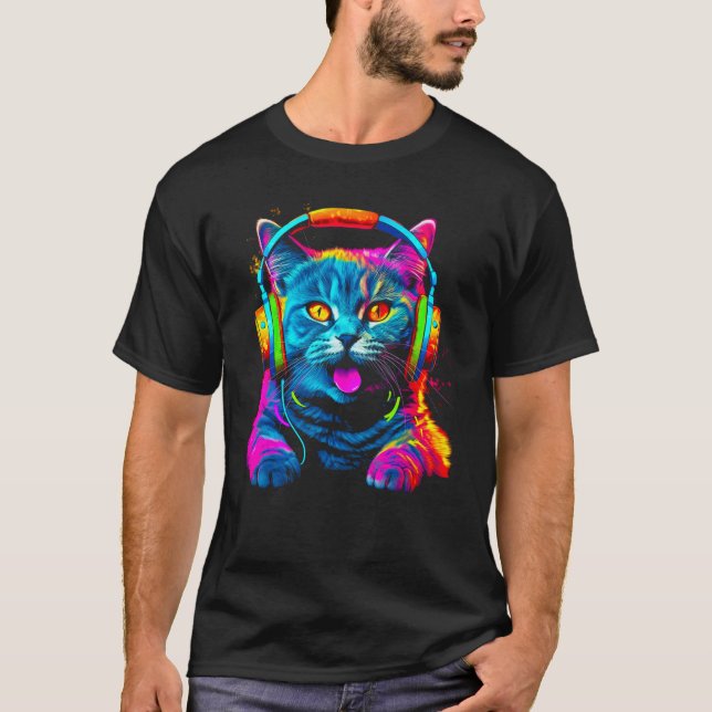 British Shorthair Cat DJ Festival T-Shirt (Front)