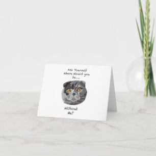 British Shorthair Cat Hand Drawn Digital Art Card