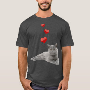 British Shorthair Cat Heart Cute British Domestic T-Shirt