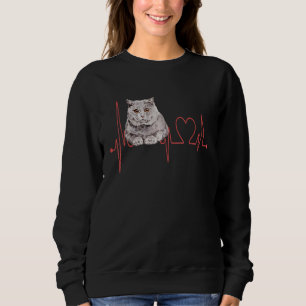 British Shorthair Cat Heartbeat EKG Funny I Love M Sweatshirt