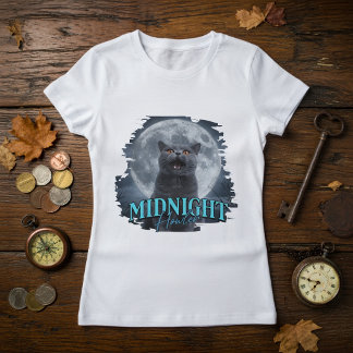 British Shorthair Cat Howling At The Moon T-Shirt