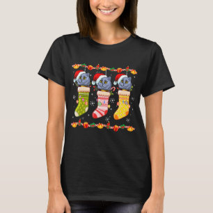 British Shorthair Cat In Socks Christmas T-Shirt