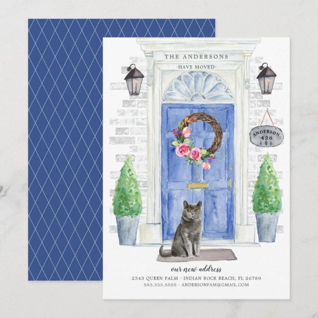 British Shorthair Cat Moving Announcement (Front/Back)