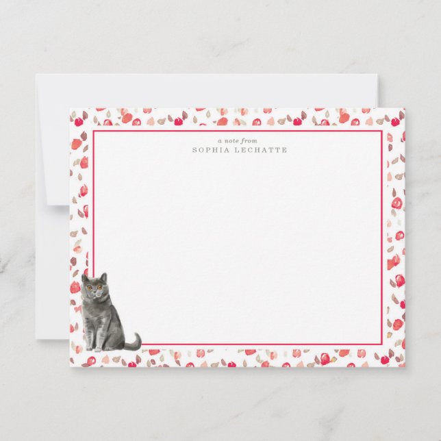British Shorthair Cat Personalised Stationery Card (Front)