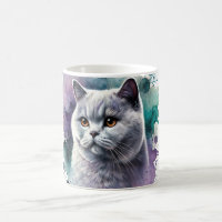 British Shorthair Cat Portrait in Lilac