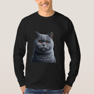 British Shorthair Cat Tee - Cute Feline Portrait D