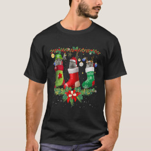 British Shorthair Cats In Christmas Sock Cat Lover T-Shirt