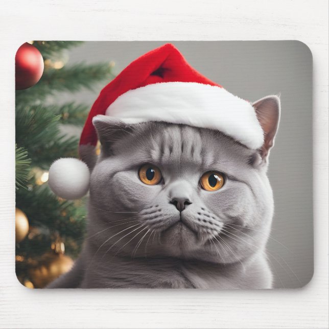 British Shorthair Christmas Mouse Mat (Front)