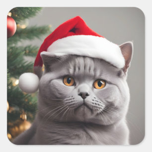 British Shorthair Christmas Square Sticker