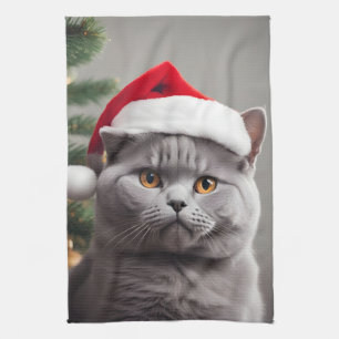 British Shorthair Christmas Tea Towel