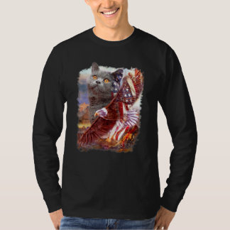 British Shorthair Eagle American Flag 4th July Ind T-Shirt
