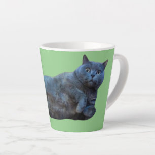 British Shorthair Kitty Cat Laying on Side Latte Mug