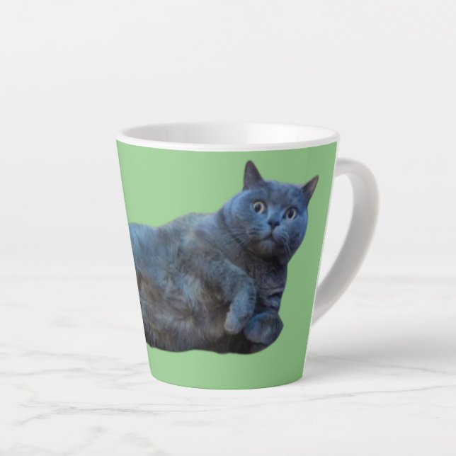 British Shorthair Kitty Cat Laying on Side Latte Mug (Right Angle)