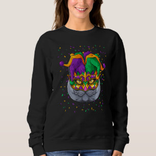 British Shorthair Mardi Gras Face Carnival Jester Sweatshirt