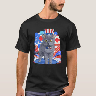 British Shorthair Merica 4th of July American Flag T-Shirt