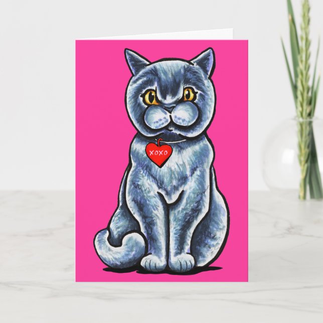 British Shorthair Pretty Purr-fect Valentine Holiday Card (Front)