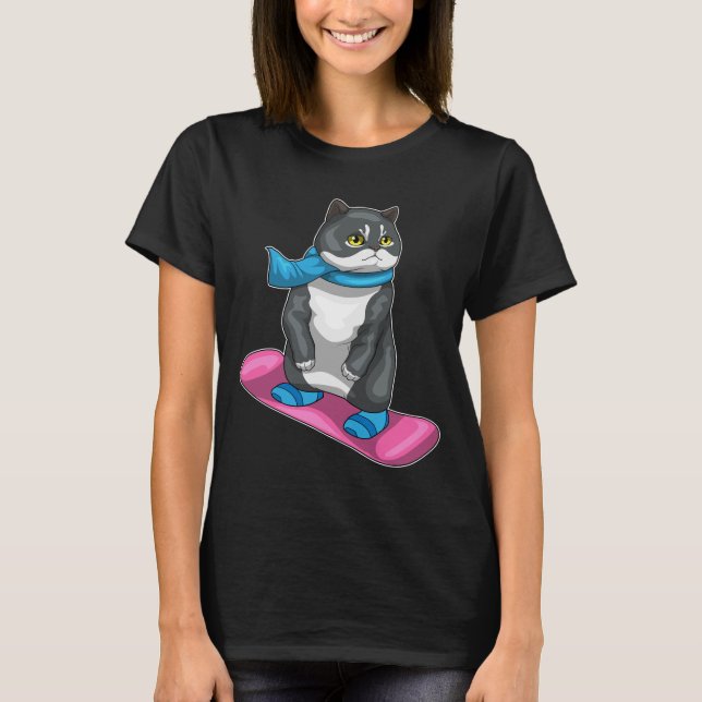 British Shorthair Snowboard Winter sports T-Shirt (Front)