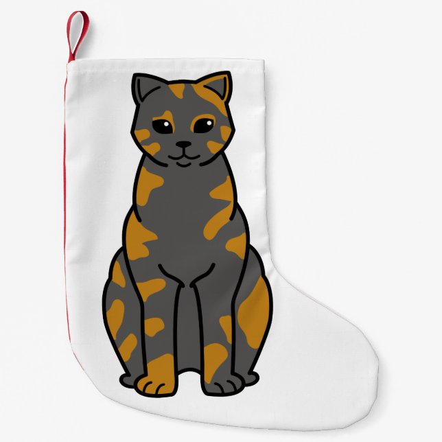 British Shorthair Tortie Cat Cartoon Small Christmas Stocking (Front)