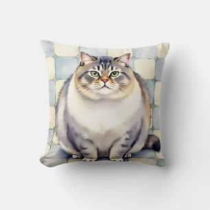 British Shorthair Watercolor Tile Pattern Art Cushion