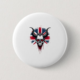 British Skull England UK Flag Premium T-Shirt (1) 6 Cm Round Badge