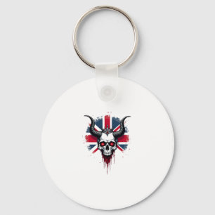 British Skull England UK Flag Premium T-Shirt (1) Key Ring