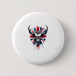 British Skull England UK Flag Premium T-Shirt (2) 6 Cm Round Badge