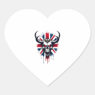 British Skull England UK Flag Premium T-Shirt (2) Heart Sticker