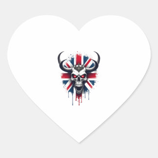 British Skull England UK Flag Premium T-Shirt (2) Heart Sticker