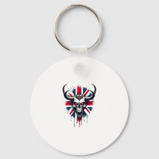 British Skull England UK Flag Premium T-Shirt (2) Key Ring