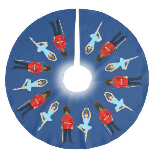 British soldiers and dancing fairy on blue brushed polyester tree skirt