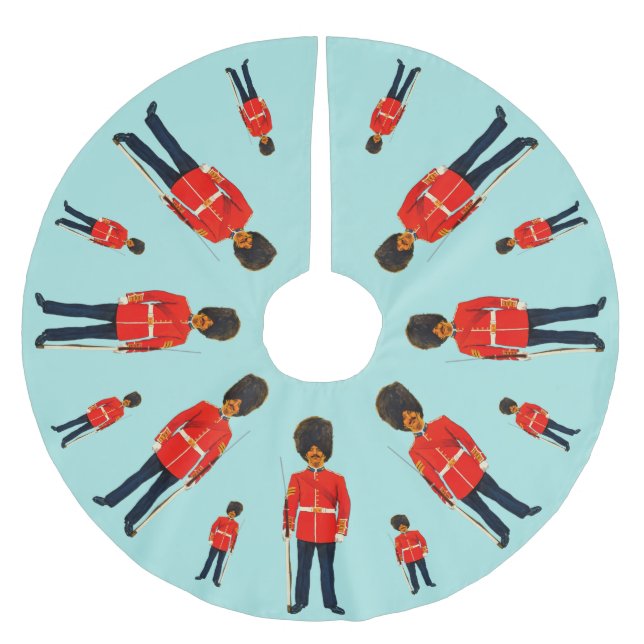 British soldiers in blue and red on light blue brushed polyester tree skirt (Front)