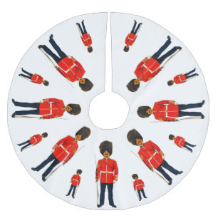 British soldiers in blue and red on white brushed polyester tree skirt