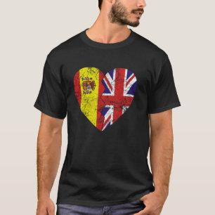 British Spanish Flags Heart Spain United Kingdom R T-Shirt