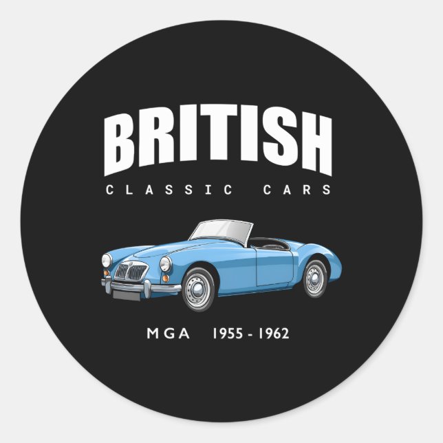 British Sports Car Mg Mga Classic Round Sticker (Front)