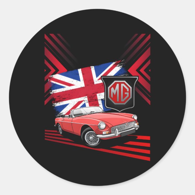 British Sports Car Mg Mgb Convertible Classic Round Sticker (Front)