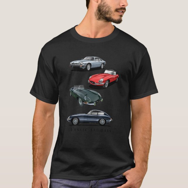 British Sports Cars   Classic Jaguars T-Shirt (Front)