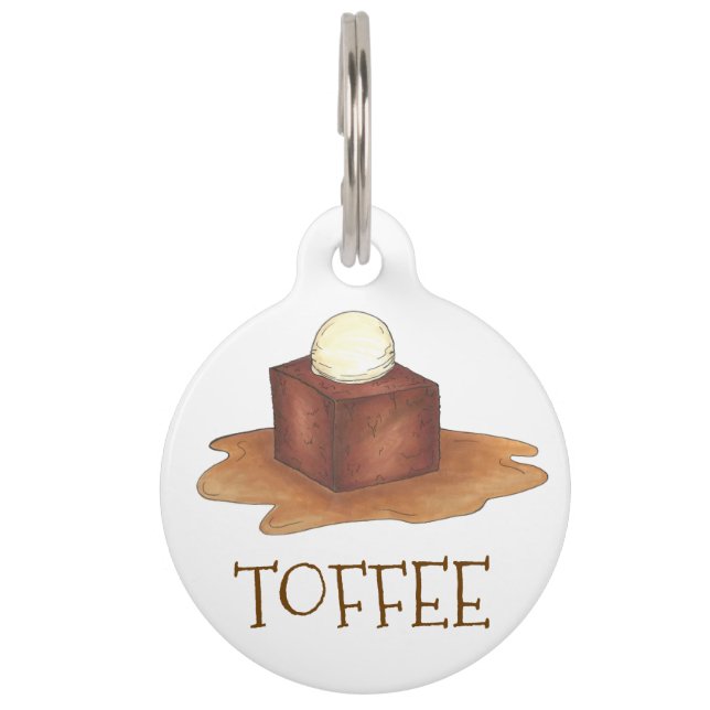 British Sticky Toffee Pudding Foodie Pet Dog Tag (Front)