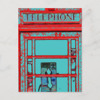 British style telephone booth postcard