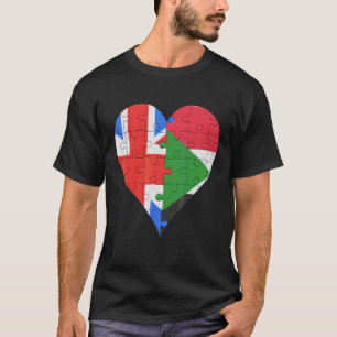British Sudanese Flag Heart T-Shirt