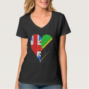 British Tanzanian Flag Heart T-Shirt