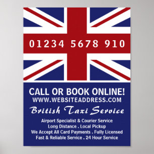 British Taxi Firm Flag Advertising Poster