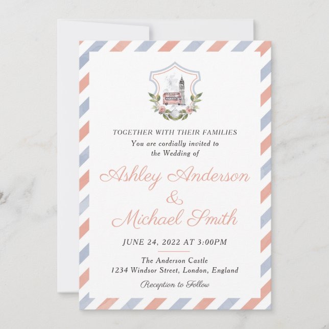 British Tea Wedding Invitation (Front)