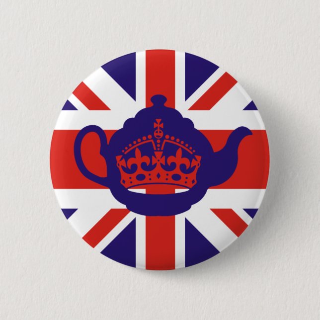 British Teapot Flag 6 Cm Round Badge (Front)