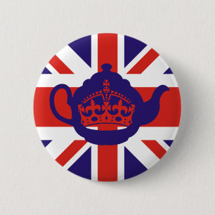 British Teapot Flag 6 Cm Round Badge